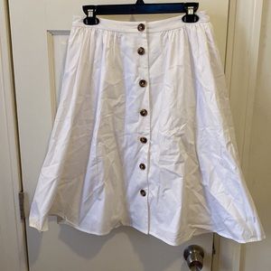 Gal meets glam white midi skirt with button detail